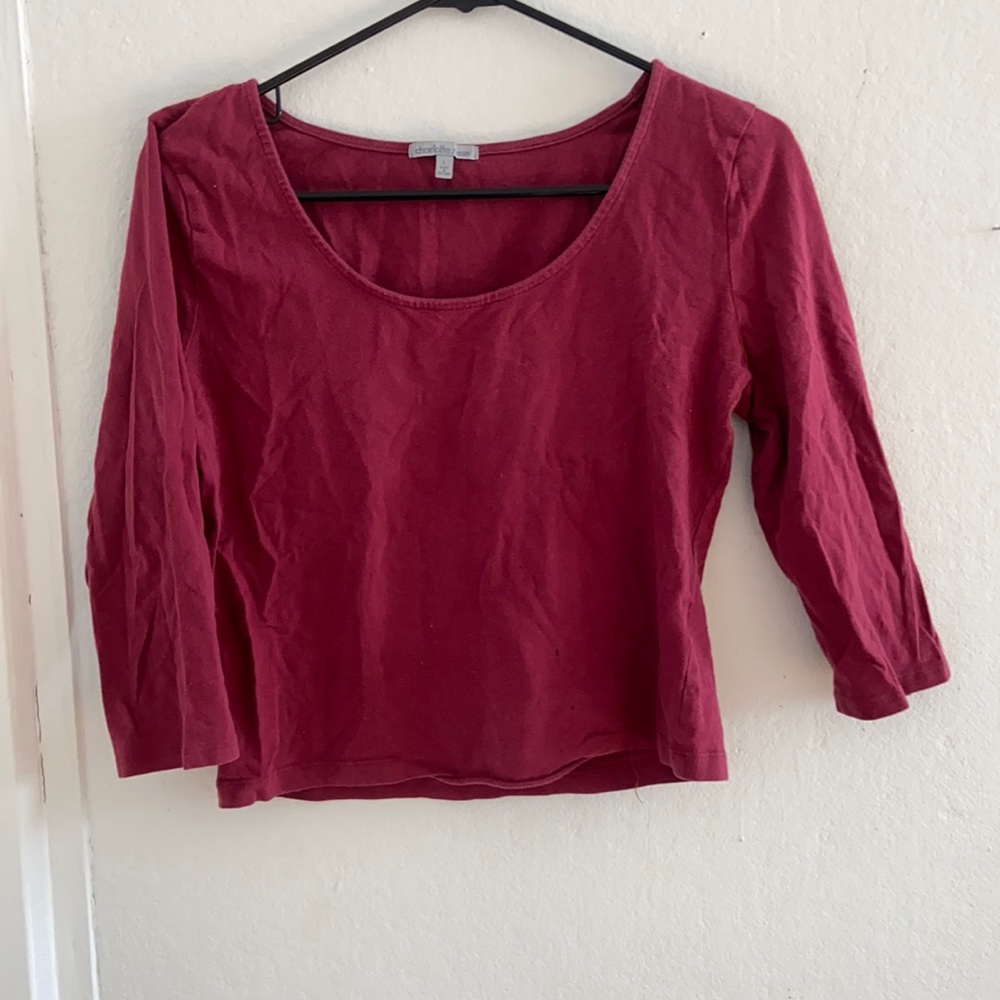 Cropped quarter sleeve shirt